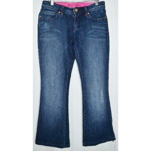 Indigo Palms By Tommy Bahama Embroidered Rhinestones Denim Flare Leg Jeans Sz 2R